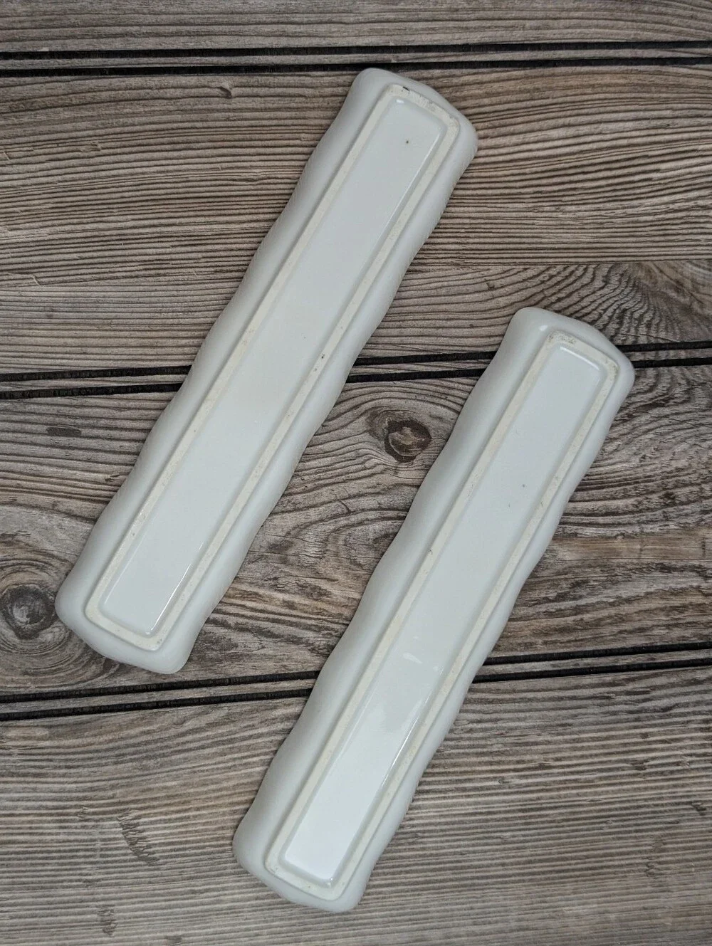 Vintage Hand-Painted Porcelain Long Narrow Trays - Set of 2 | Floral & Gold Gilt